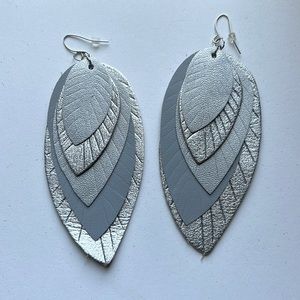 Faux Leather Feather Earrings